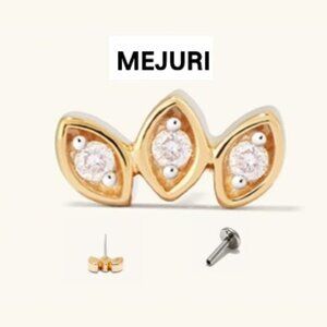 Piercing Studio - Marquise Diamond Bar Flat Back Stud - One Pair